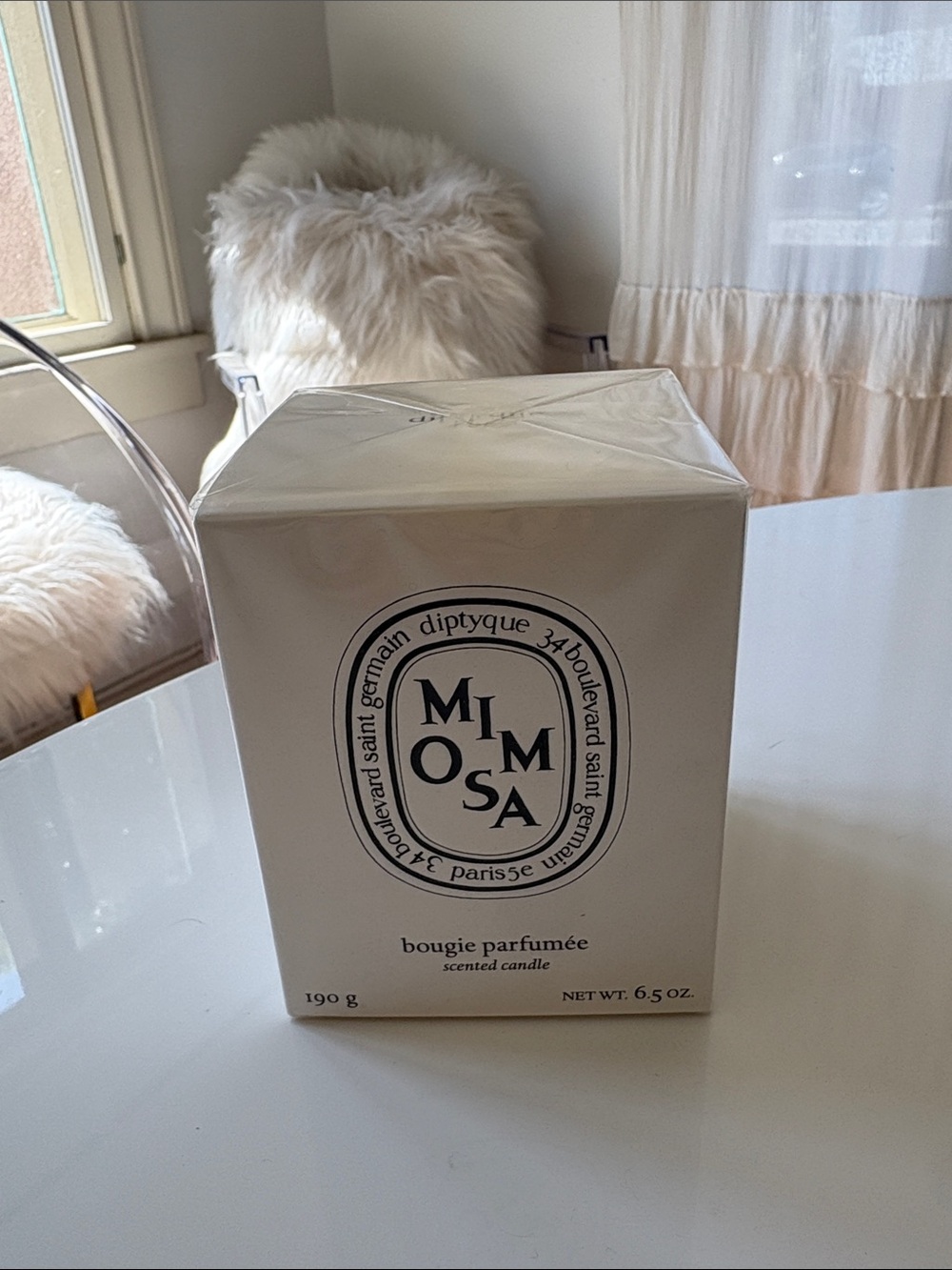 diptyque Mimosa Candle - Cream and Black